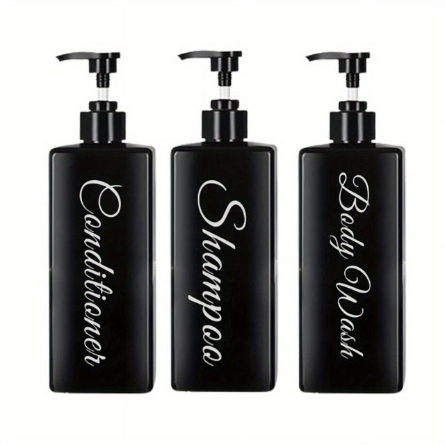 3-Pack 500ml Plastic Reusable Shampoo & Conditioner Dispenser Bottles - Perfect for Bathroom Shower & Body Wash!