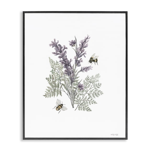 Stupell Industries Farmhouse Bumble Bees & Lavender Black Framed Giclee Art, 11 x 14, by Cindy Jacobs
