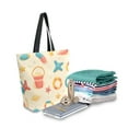 thumbnail image 2 of FORMRS Womens Canvas Tote Bag with Zipper Inner Pocket Shoulder Handbag, Beach Pattern, 2 of 7