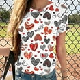 thumbnail image 2 of Jsaierl Valentine's Day Shirts for Women Cute Love Heart Print Tees Work Short Sleeve Blouse Crewneck Dressy Casual T-shirt Tops Womens Fashion, 2 of 5