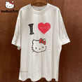 thumbnail image 2 of Sanrio-Camiseta con estampado de Hello Kitty para mujer y hombre, Tops holgados de gran tamaño, camisetas informales de algodón Y2k, ropa de verano, 2 of 7
