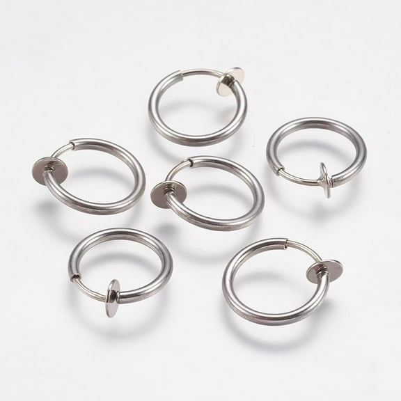 304 Stainless Steel Retractable Clip-on Hoop Earrings for Women Silver and Gold-Tone Brass Spring Hoops for Non-Pierced Ears