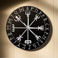 thumbnail image 2 of Norse Rune Compass Unique Quartz Wall Clock Vikings Vegvisir Symbol Runes Acrylic Vegvisir Compass Clock, 2 of 7