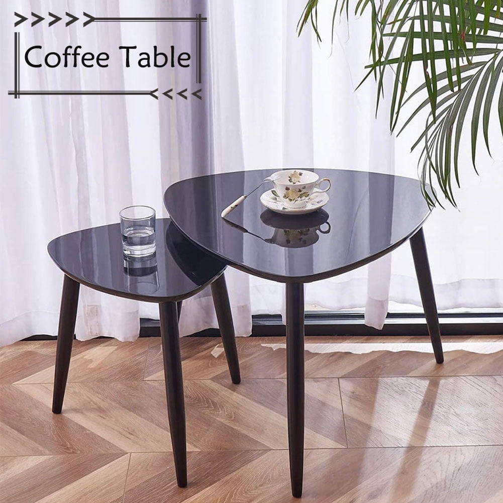 Topcobe Industrial Nesting Coffee Table Set of 2, Triangle End Side Table for Living Room 