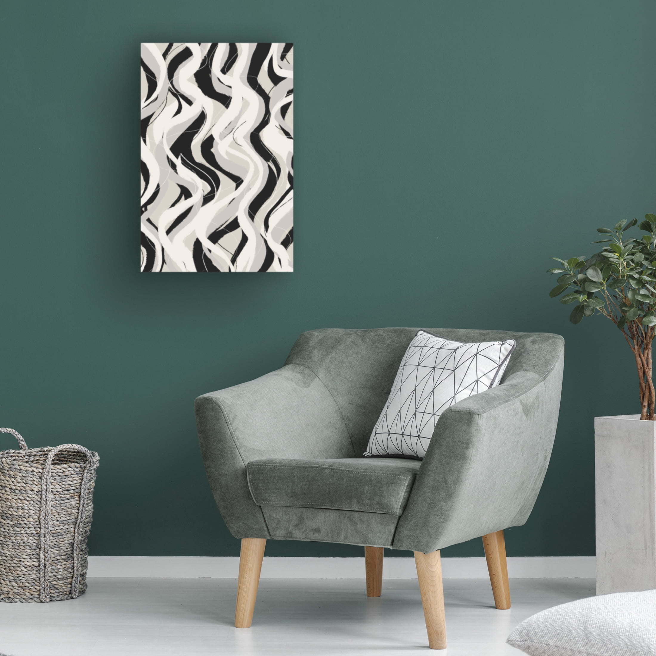 Canvas Wall Art - Treechild 'Beige Grey Black Waves Pattern' Wall Art for Living Room, Bedroom, or Office D?cor by Trademark Fine Art - 22 x 32 Inches