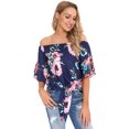 thumbnail image 6 of Uniexcosm Women Tops Off Shoulder Floral Print Long Sleeve Shirts, 6 of 10