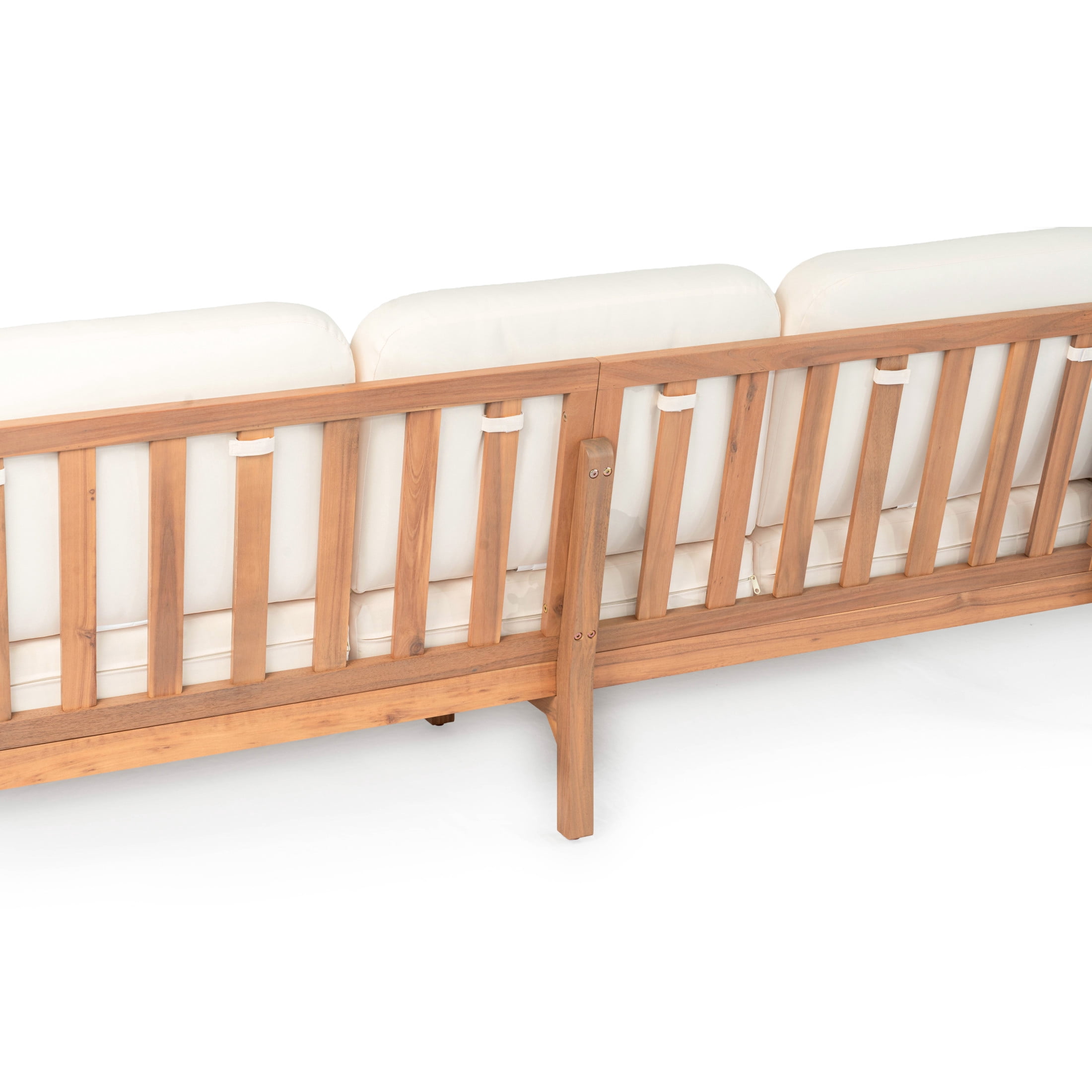 Christopher Knight Home 5PCS Scandinavian Acacia Wood Patio Furniture Set, 8 Seats, Beige Cushion