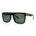 thumbnail image 4 of Polarized Mens Flat Top Horn Rim Plastic Rectangle Mogul Sunglasses Matte Black Gold - Green, 4 of 7
