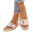 thumbnail image 5 of HAOTAGS Womens Flat Sandals with Belt Buckle,Adjustable Buckle Lightweight Breathable Open-Toe Beach Slippers Beige 8.5, 5 of 6