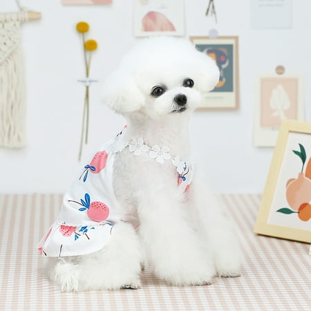 

Beechoice Pet Dog Camisole Bayberry Printing Skirt Puppy Small Dog Ruffled Hem Sleeveless Dress Fashion Summer Dog Skirt