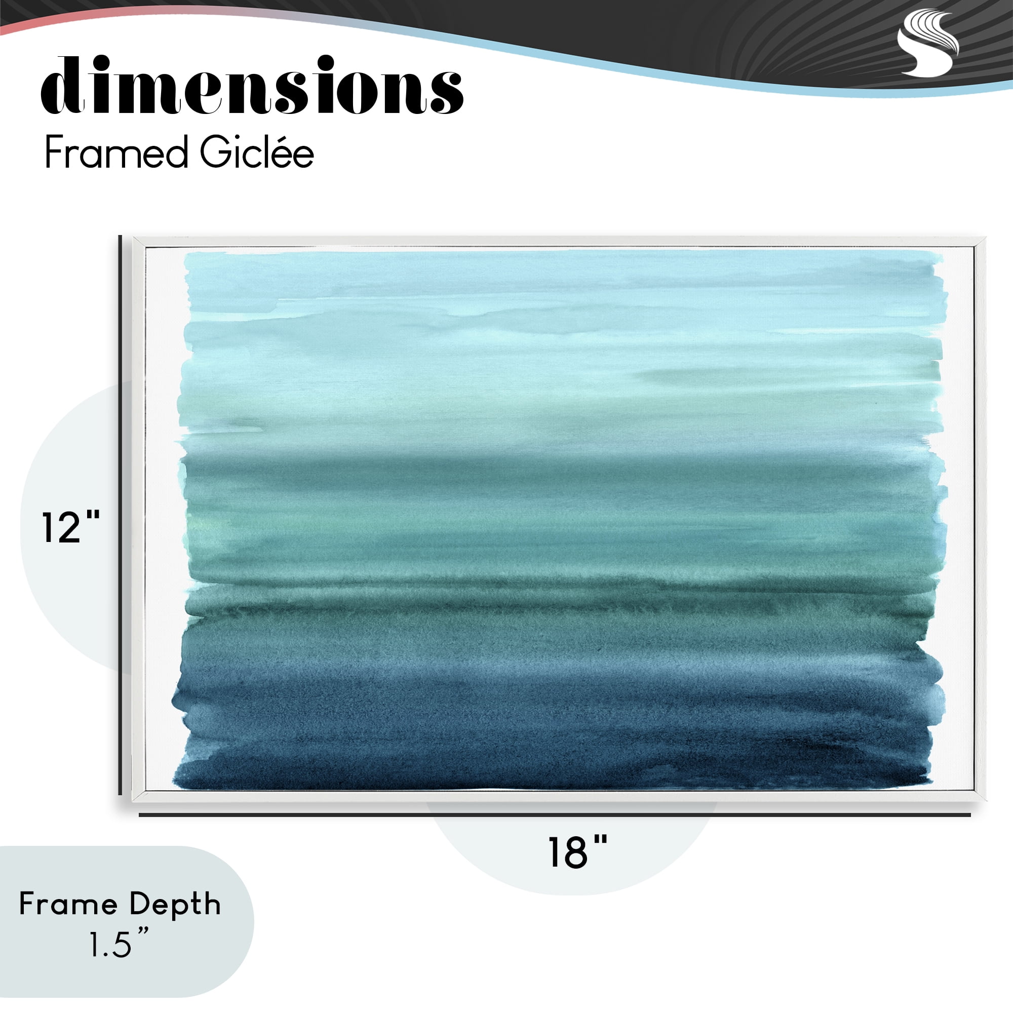 Stupell Industries Ombre Teal Gradient White Framed Giclee Art, design by Allie Corbin
