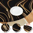 thumbnail image 4 of Black Gold Wave Marble Pattern Round Fitted Tablecloth with Elastic Edge,Dining Table Cover Waterproof,Outdoor Round Tablecloth for Camping,Dining,Indoor and Outdoor, 4 of 7