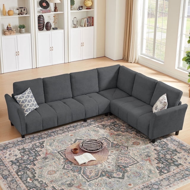 Pingliang Home Canapé Sectionnel Convertible de 102 Pouces, Canapé Moderne Surdimensionné Rembourré à 6 Places en Forme de L, Canapé d'Angle, Ensemble de Canapé Réversible pour Salon, Appartement, Bureau, Studio