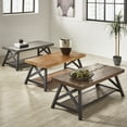 thumbnail image 4 of Weston Home Westyn Rustic X Base Wood Rectangular Coffee Table, Oak, 4 of 8