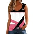 thumbnail image 2 of ALLLIST Going Out Tops for Women Pink V-Neck Sleeveless Graphic Tank Tops Women's Tank Tops S, 2 of 4