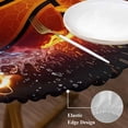 thumbnail image 3 of Basketball Round Tablecloth, Fitted Table Cover with Elastic for 36"-44" Round Tables, Splashing Blue Red Water Fire Table Cloth Outdoor Indoor Dinning Party Waterproof Tablecloths, 3 of 7