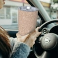 thumbnail image 6 of Daiia Beige Sparkling Glitter Printed 20oz Insulated Coffee Cup with Straw Topper, Fully Spill Proof Travel Coffee Mug, Stainless Steel Tumbler for Work Home Outdoor Car-Without Straw, 6 of 8