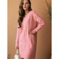 thumbnail image 4 of Vestido Tipo Suéter con Cuello en V para Mujer, Estilo Suéter Tipo Túnica Holgado Informal de Larga con Punto y Larga para Otoño. Rosa S, 4 of 7