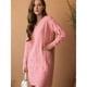 thumbnail image 4 of Vestido Tipo Suéter con Cuello en V para Mujer, Estilo Suéter Tipo Túnica Holgado Informal de Larga con Punto y Larga para Otoño. Rosa XXXL, 4 of 7