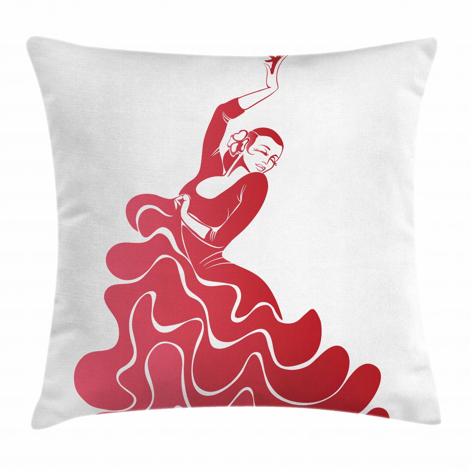 Spanish Throw Pillow Cushion Cover, Flamenco Lady Performing Historical