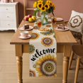 thumbnail image 2 of Welcome Table Runner 70 Inches, Summer Sunflowers Bohemia Floral Rustic Beige Bed Runner Dresser Scarves Tabletop for Indoor Outdoor Parties/Ceremony/Banquet, 13" x 70", 2 of 9