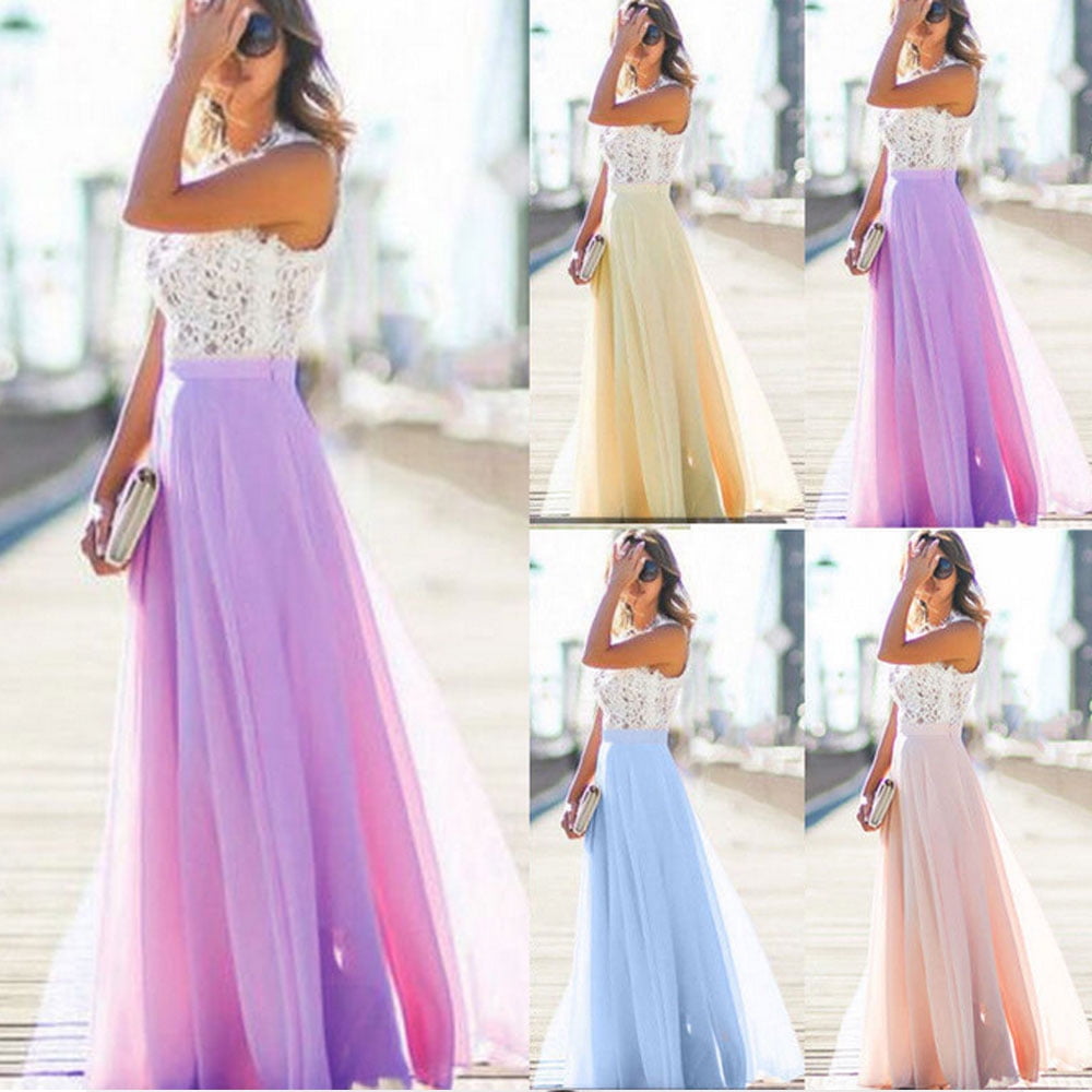 Long Chiffon Evening Formal Party Ball Gown Prom Bridesmaid Dress Stock Size6-22 