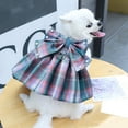 thumbnail image 5 of Cute and Stylish Plaid Print Dog Harness Dress with Bowknot for Small Dogs for Indoor and Outdoor Use Available in Various Sizes Blue,M, 5 of 5