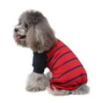 thumbnail image 3 of Moocorvic Pet Pajamas for Small Dogs Cats, Striped Pet One-Pieces Suits Four-Leg Long Sleeve Bodysuit Breathable Cozy Jumpsuit(Red,S), 3 of 6