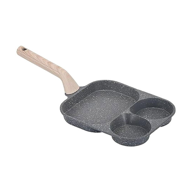 Sartén 3 en 1 con fondo plano antiadherente para desayunos, huevos, tocino y panqueques. Sartén multicompartimento para cocinar simultáneamente. Sartén de cocina doméstica para estufas de gas,