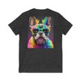 thumbnail image 2 of Frenchie Dog Art - Unisex Jersey Short Sleeve V-Neck Tee - By A.Melo Originals, 2 of 2