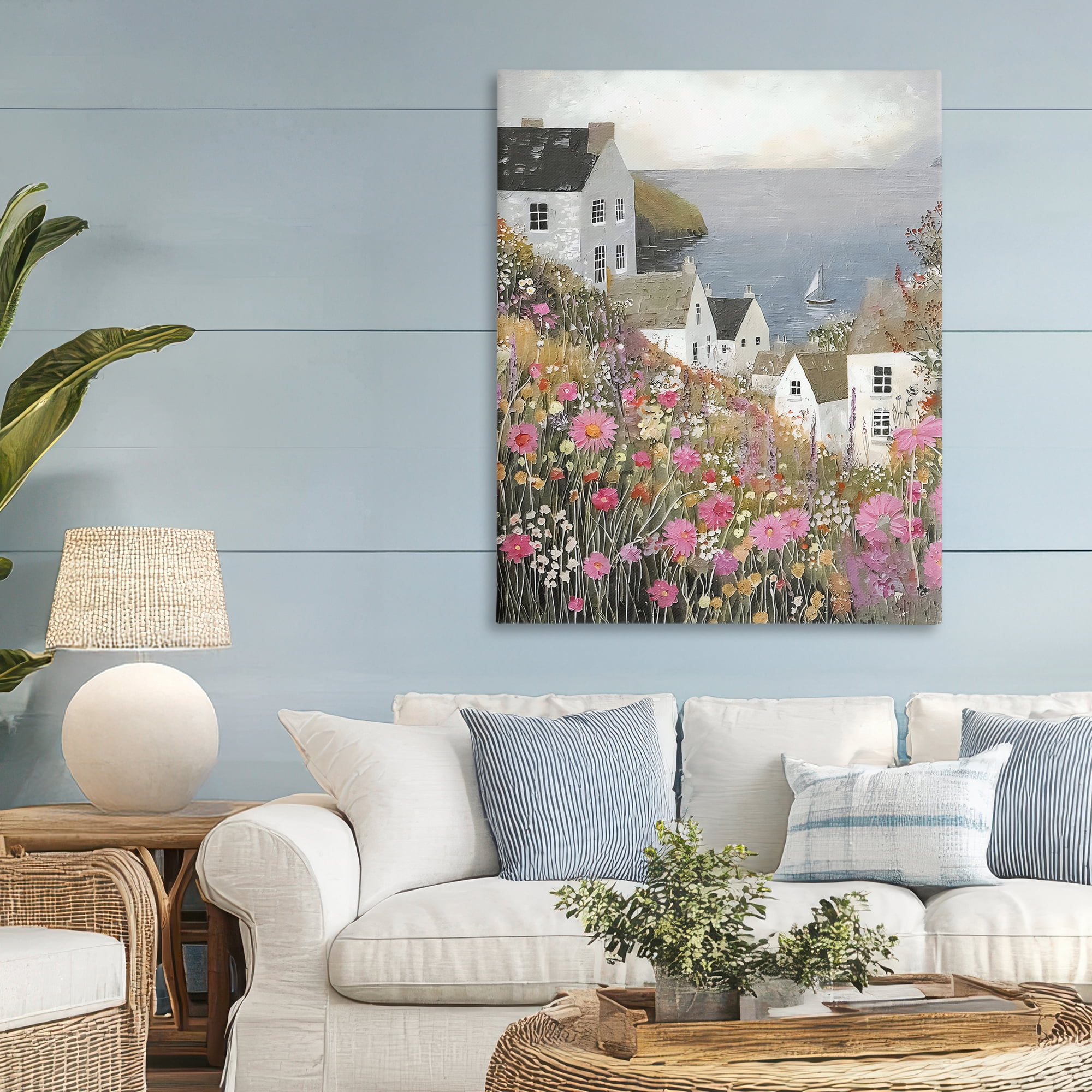 Stupell Industries Picturesque Village over Sea Canvas Wall Art, design by Riley B
