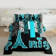 thumbnail image 2 of Homewish Fashion Eiffel Tower Teens Bedding Comforter Set, Modern Zebra Cheetah Print Twin Comforter Sets, Chic Cyan Polkadots Reversible Bedding Set, Lightweight Room Decor, 2 Pieces, 2 of 8