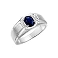 thumbnail image 3 of RYLOS Men's Rings Sterling Silver Classic 7X5MM Oval Gemstone & Diamond Ring Sapphire September Birthstone Rings For Men, Silver Rings, Size 13, 3 of 7