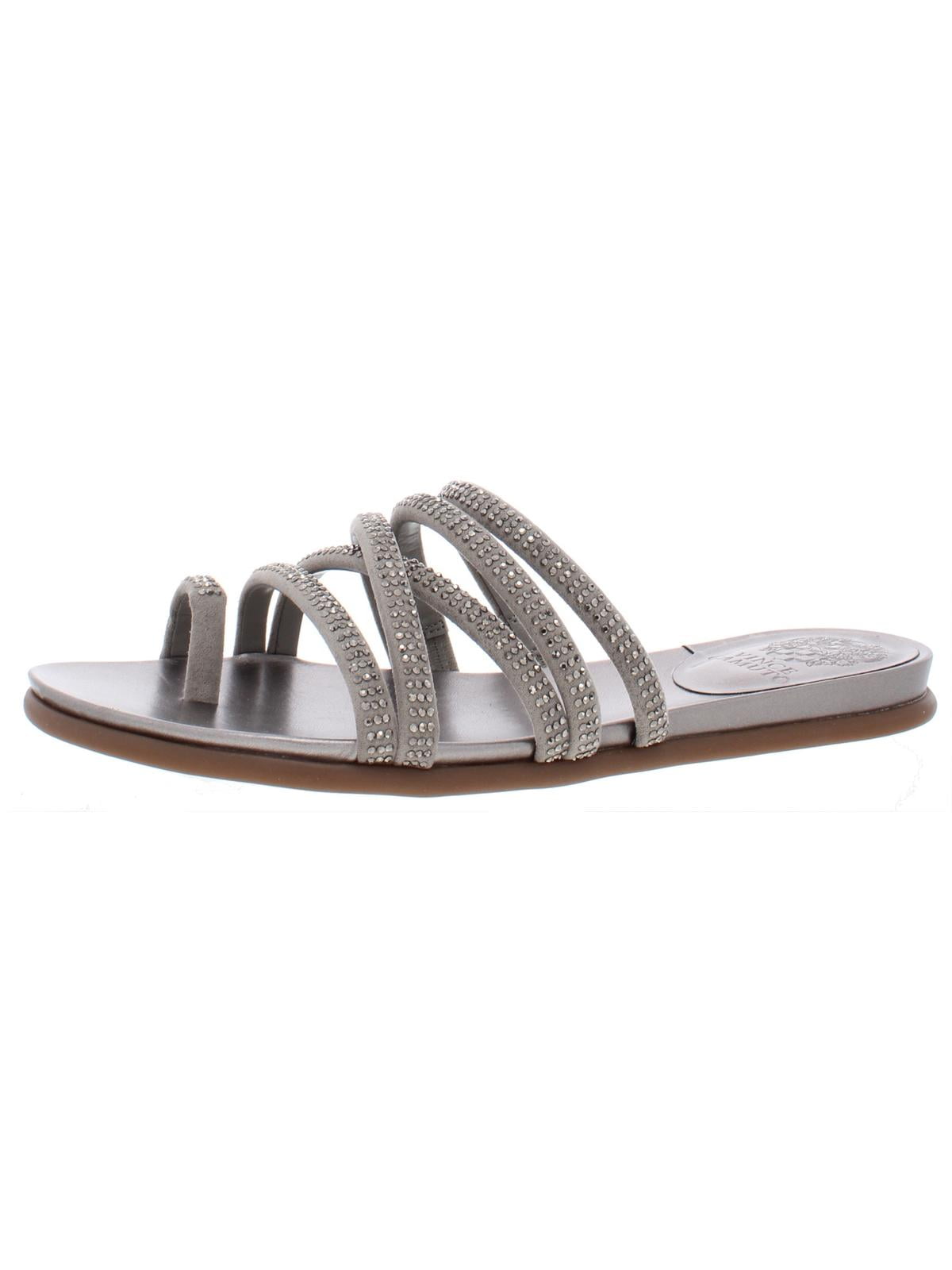 Vince Camuto - Vince Camuto Womens Ezzina Jeweled Strappy Flat Sandals Gray 5.5 Medium (B,M 
