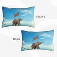 thumbnail image 4 of Naloa Elephant Giraffe Overcomes Fear By Walking On High Rope Pillowcase, Throw Pillowcase, Wrinkle-Free, Stain-Resistant with Hidden Zipper for Bedroom Sofa - 16"x24", 4 of 9