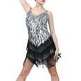 thumbnail image 3 of Faithtur Ladies Dress Sequins Irregular Multi-layer Tassel Hem Dance Dress, 3 of 7
