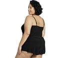 thumbnail image 3 of Aqua Green Women's Plus Size High Neck Swim Romper with Pockets - Black - (18W), 3 of 5