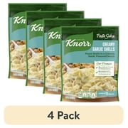 (4 pack) Knorr No Artificial Flavors Creamy Garlic Spiral Pasta Cooks in 8 Minutes , 4.4 oz Regular Pouch