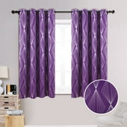 Anjee 2 Panels Thermal Insulated Blackout Curtains,Foil Print Diamond Pattern Curtains with Grommet Top,Purple,52 x 63 inches