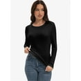 thumbnail image 3 of Womens Long Sleeve Stretch Crew neck T-Shirt Fitted Casual Basic Tops, 3 of 6