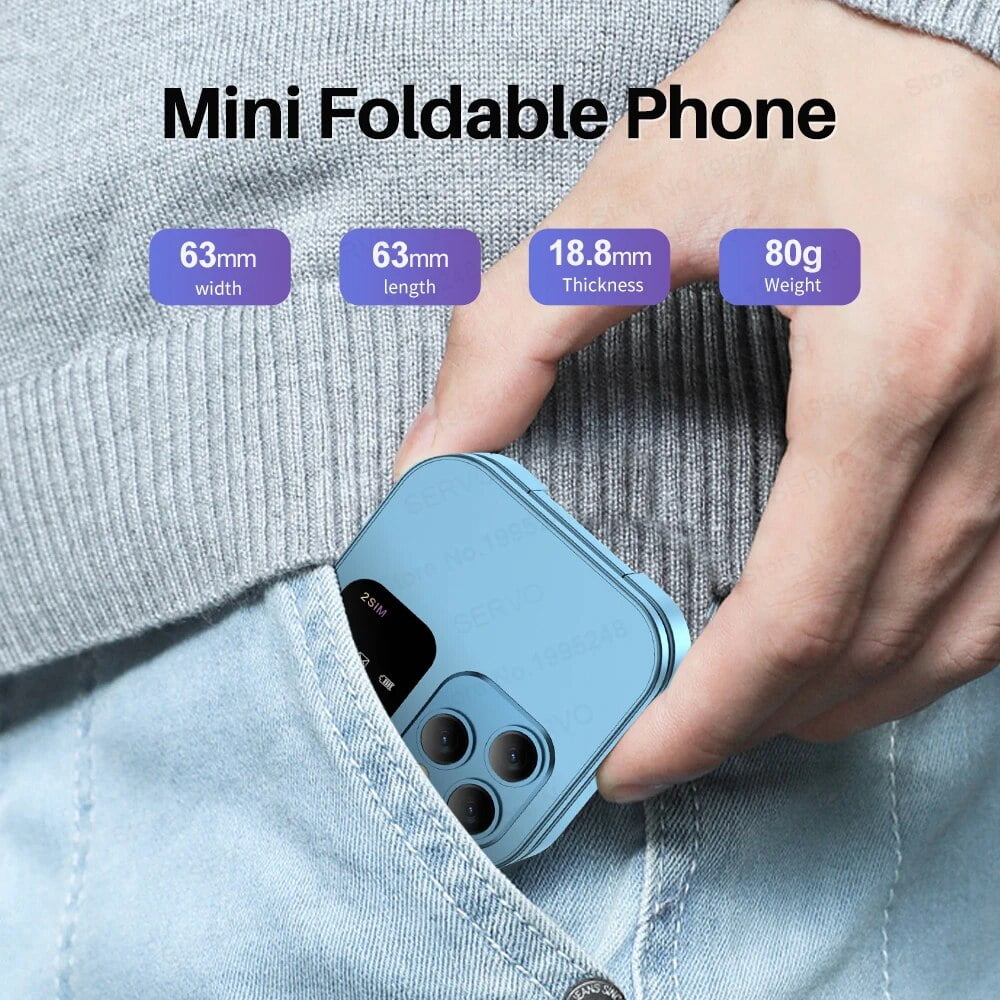 Broisae i16pro Mini Flip 2G GMS Mobile Phone 1.77 '' Screen 2 SIM Camera Flashlight Blacklist Speed Dial Magic Voice FM Radio Foldable Cellphone