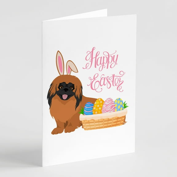 Red Pekingese Easter Greeting Cards and Envelopes Pack of 8 7 in x 5 in