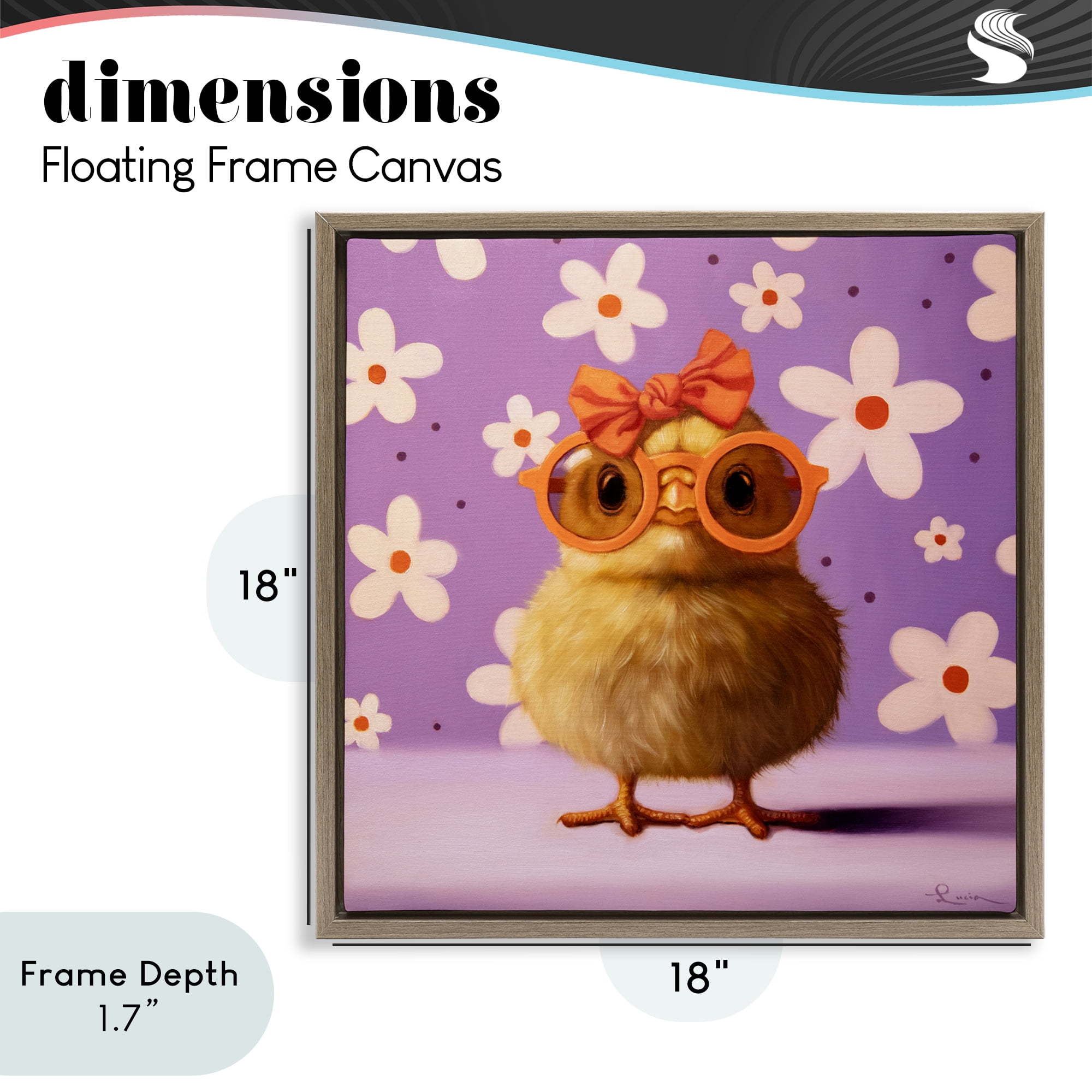 Stupell Industries Bow Peep Groovy Chick Brown Framed Floater Canvas Wall Art, design by Lucia Heffernan
