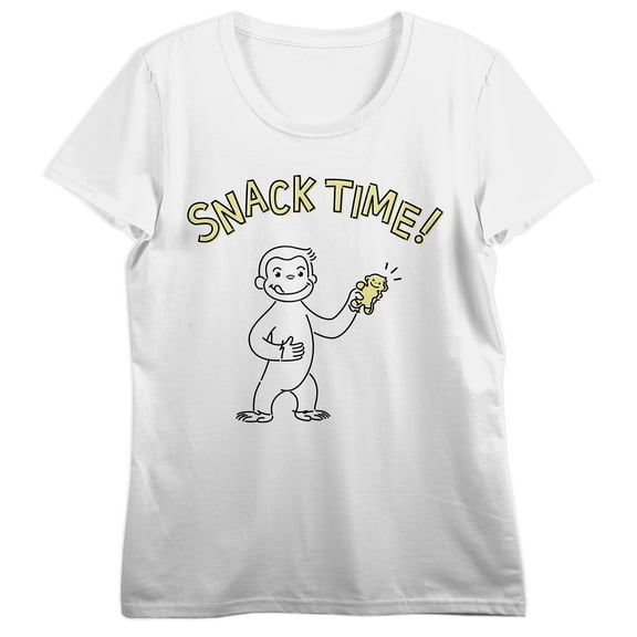 Curious George Snack Time Women's White Crew Neck Short Sleeve Tee-XL