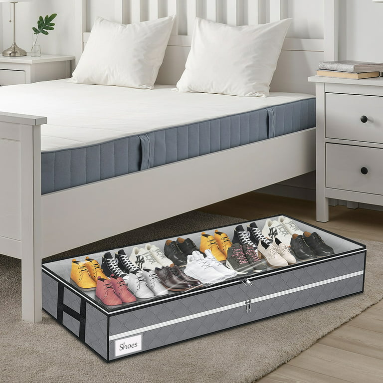 Under Bed Duvet Storage Bag Grey Breathable Material Organiser