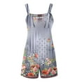 thumbnail image 4 of Drses Women's Summer Casual Sleeveless Rompers Loose Spaghetti Strap Denim Shorts Overalls Jumpsuit with Pockets, 4 of 5
