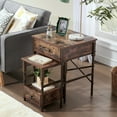 thumbnail image 4 of VECELO Set of 2 Nightstand with Drawer, Retro Industrial Side End Table, Brown, 4 of 8