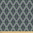 thumbnail image 2 of Ambesonne Ikat Fabric by the Yard Upholstery, Traditional Patterns Print, 2 Yards, Dark Night Blue and Ivory, 2 of 5