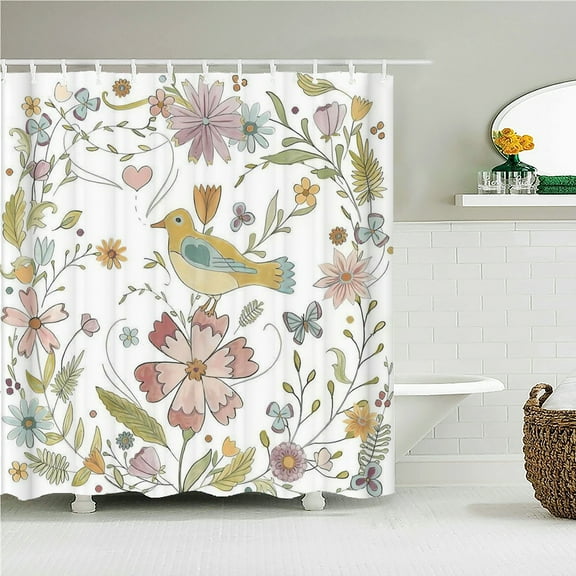 Home decoration bathroom shower curtain leaves Plant Leaf flower printed bathroo