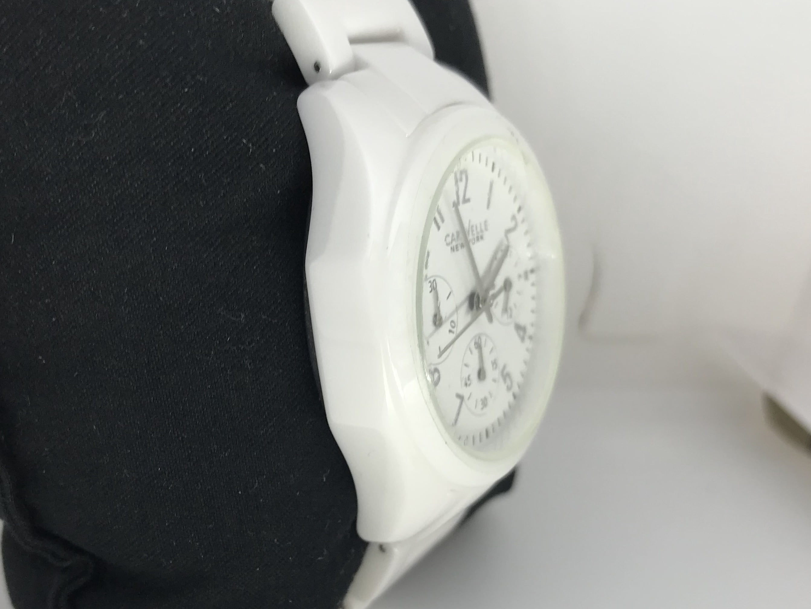 Caravelle New York Women\'s White Ceramic Chronograph Watch Caravelle New York Ladies main image 2